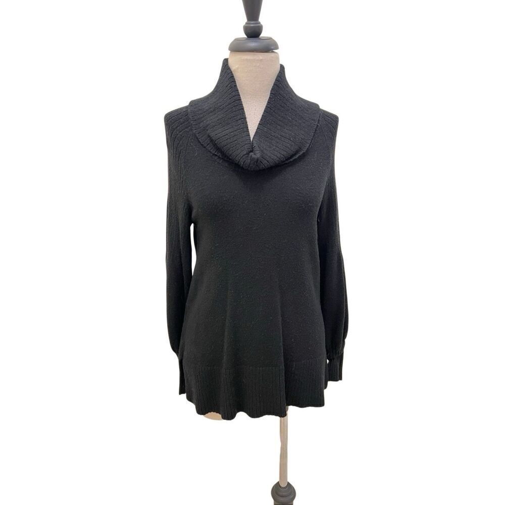 By Anthropologie Women's Cowl Neck Knit Paloma Pullover Tunic Sweater Black XS